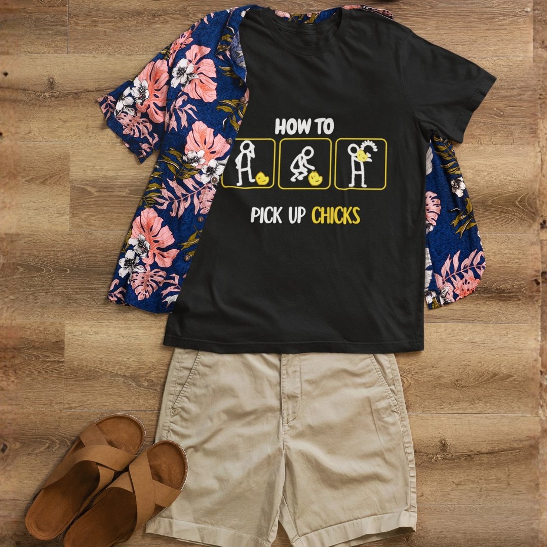 How To Pick Up Chicks - Funny Drop Shoulder Tee - Image 2