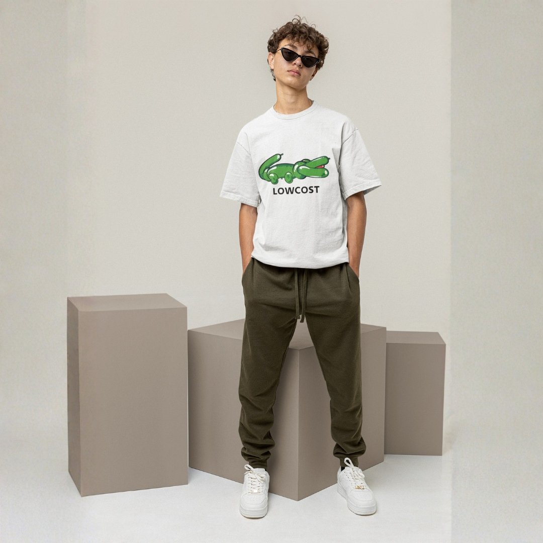 "Lowcost" Lacoste Parody - Drop Shoulder Tee - Image 2
